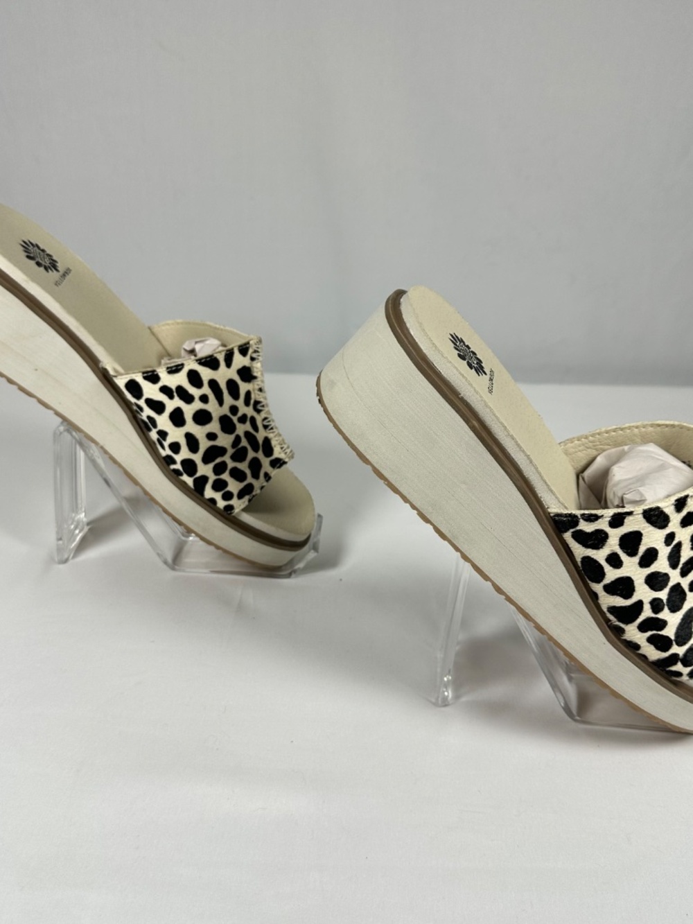 Yellow Box Animal Cheetah Print Wedge Slip On Kassie Sandals Women's Size 7.5 - Picture 3 of 9